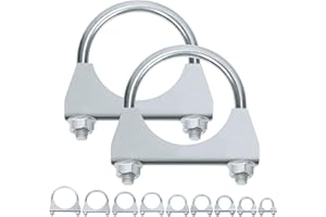 Swpeet 2Pcs Galvanized 2-1/2" - 63mm Exhaust U Clamp Kit, Galvanized Muffler U-Bolt Clamps, Universal Heavy Duty U-Bolt Muffl