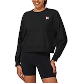 Stelle Cropped Sweatshirt for Women Crewneck Pullover Tops Oversized Long Sleeve Lightweight Casual Cotton Sweat Shirts