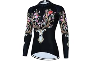 SUDUSUDO Women's Cycling Jersey Long Sleeve Winter Bike Biking Shirts Bicycle Tops Full Zipper