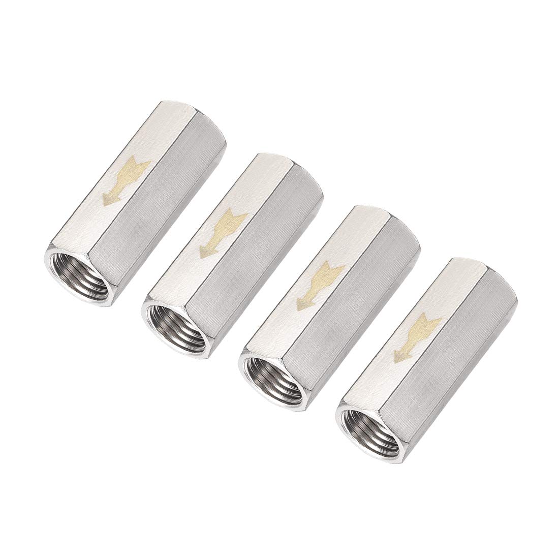 uxcell Nickel-Plated Copper One Way Air Check Valve G 1/4 Female Threaded Full Port Check Valve 4Pcs
