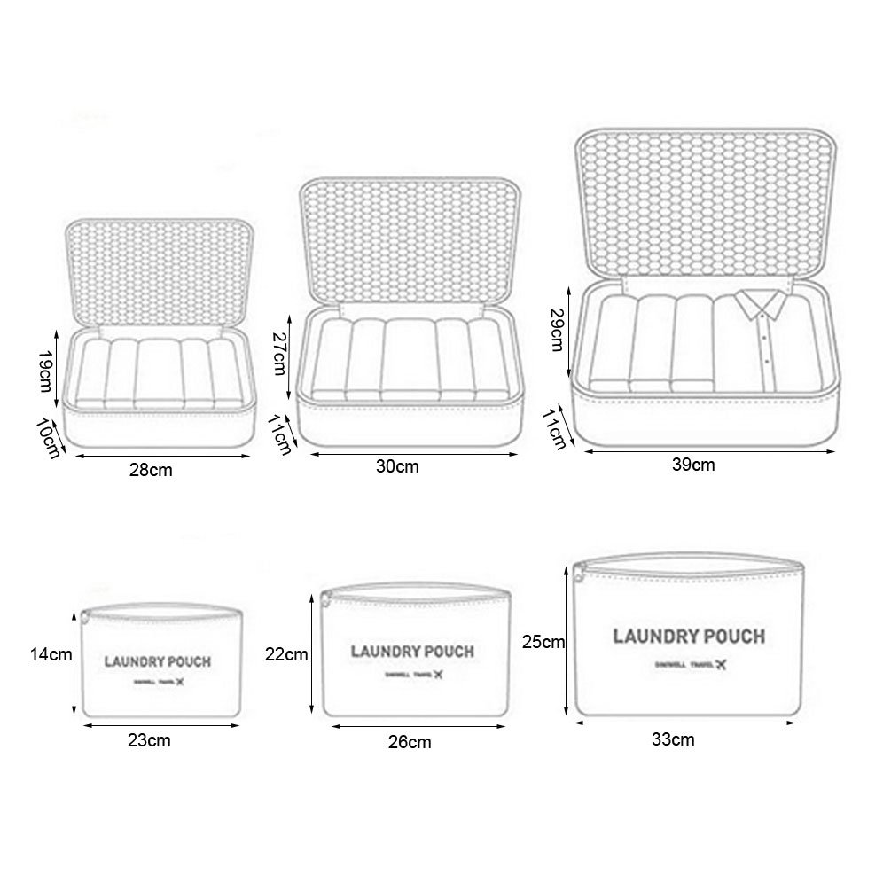 6 set da viaggio imballaggio cubi organizzatori con borsa per scarpe - Essential Luggage Compression Storage Pouches Blue