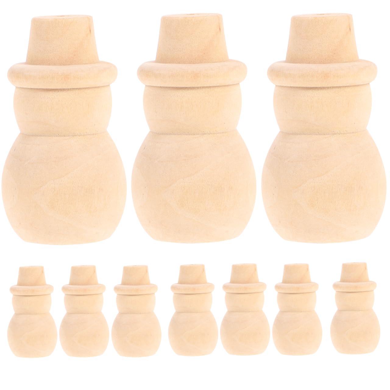 ULTNICE 10Pcs Wooden Snowman Peg Dolls Blank Diy Cake Toppers for Wedding Party Decoration Unpainted Wooden Snowman Figures