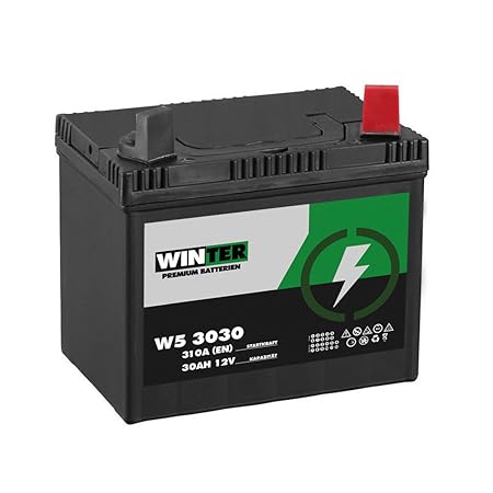 WINTER Premium Rasentraktor Batterie Aufsitzmäher 30Ah 12V 310A/EN (Plus Pol Rechts) 53030