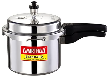 AMIRTHAA Standard Outer Lid Aluminium Pressure Cooker, 3 Litres Silver