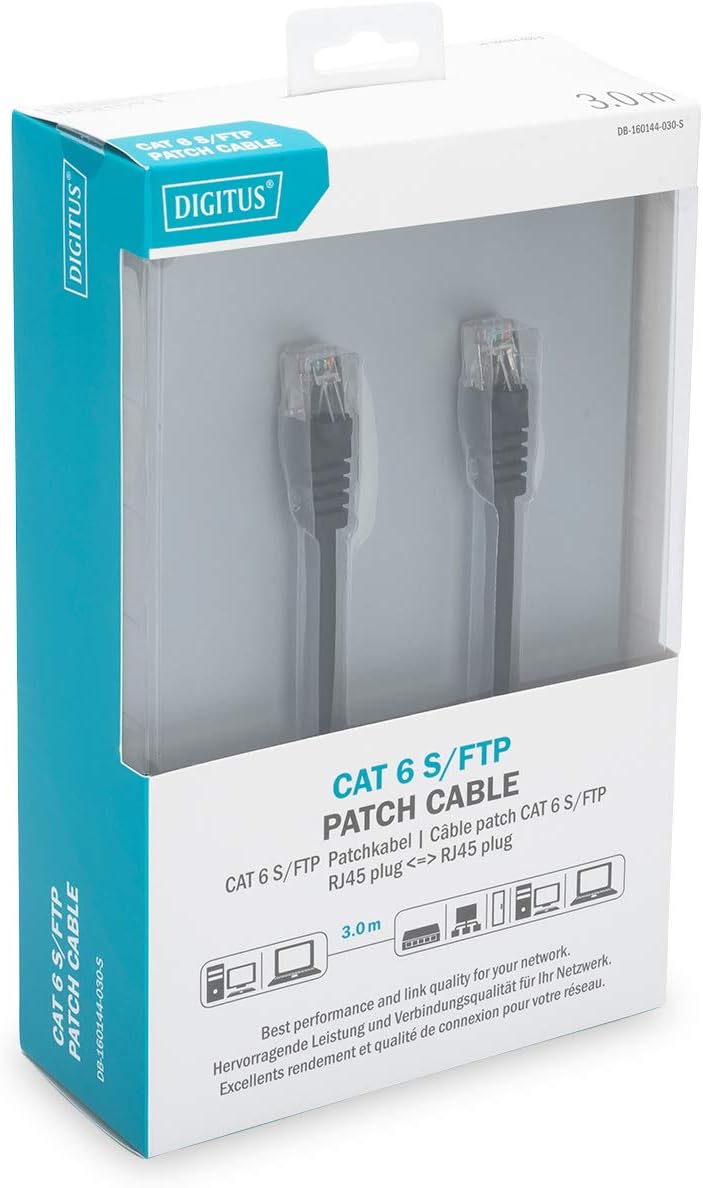 DIGITUS Cat 6 S-FTP connection cable, 1m, AWG 27/7, LSZH, black - Image 3