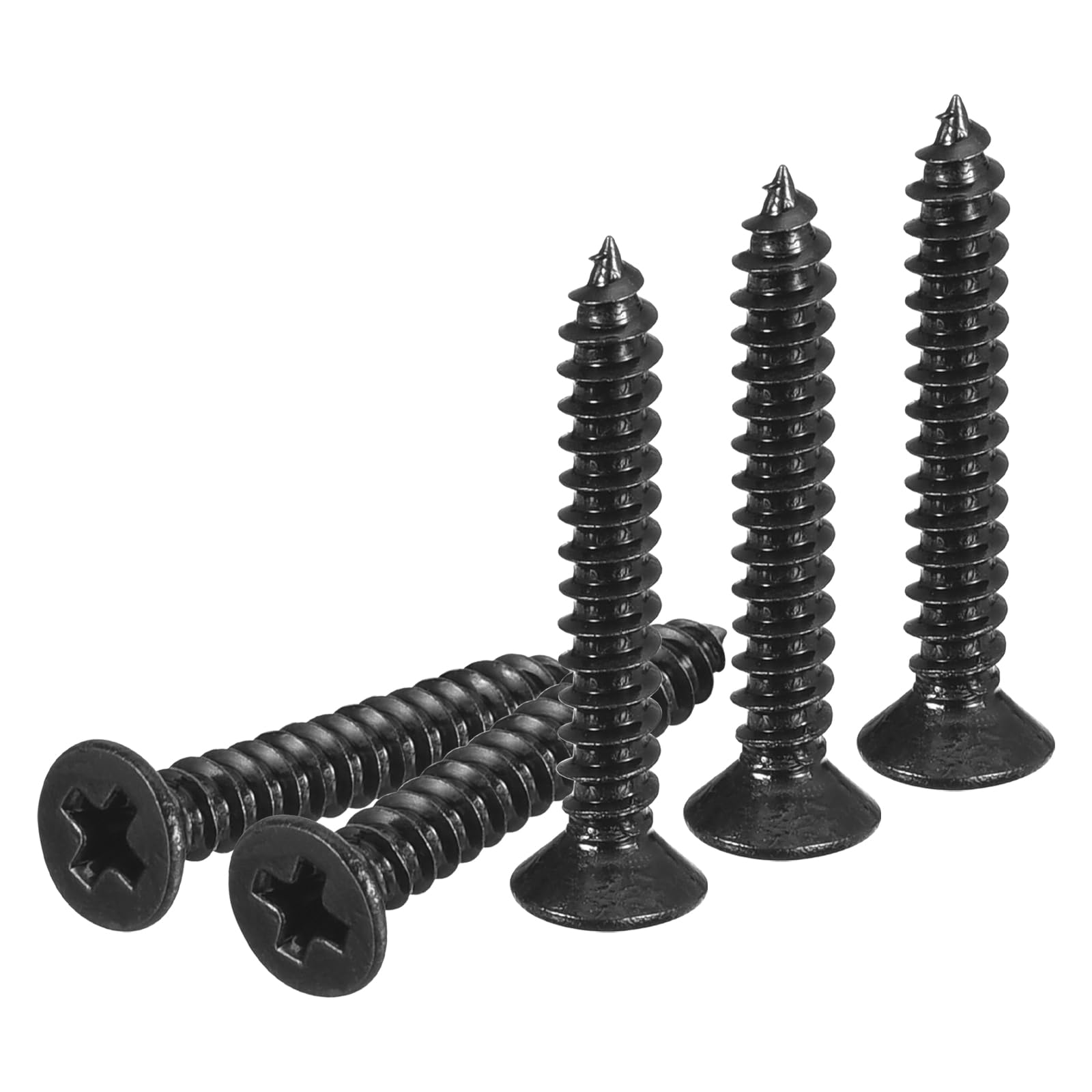 DTGN 100Pcs #4x3/4" Flat Head Wood Screws, 304 Stainless Steel Phillips Self Tapping Screws - Good for Woodworking, Furniture - Black