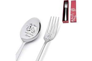 QIUHGZJX 2 Pieces My Mac and Cheese Engraved Stainless Steel Spoon Fork Set, Funny Kitchen Restaurant Dinner Spoon Forks for Friends Women Sister Kids Birthday macaroni Cheese Lovers Christmas Gift