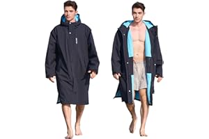 Owntop Swim Parka Windproof Surf Coat Men Women- Waterproof Surf Poncho- Warm Swim Parka with Pocket Kid Youth Adult