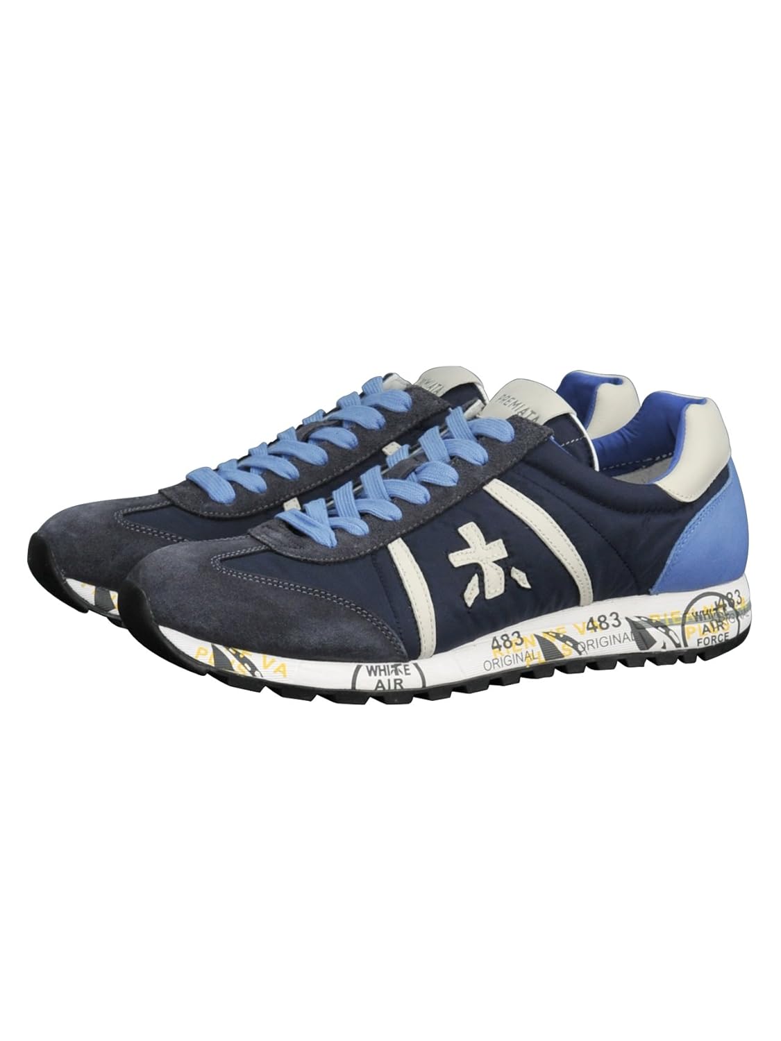 セットアップ スニーカー Premiata Lucy メンズ ルーシー ネイビー ライトブルー 正規取扱店 プレミアータ B07bhjpmg6 ナイロン レザースニーカー Sedf Gos Pk