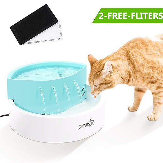 Pecute Trinkbrunnen Katzen Hunde Leise 1,6 Liter mit 2 Filter Einfache Reinigung