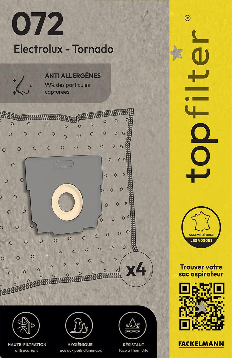 Top Filter 64072 Non-Woven Vacuum Bags for Tornado Serenys Vacuum 30 x 26 x 0.1cm