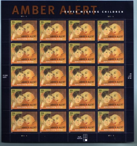 2006 AMBER ALERT (#4031) Pane of 20 x 39 cents US Postage Stamps