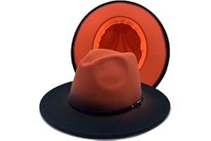 Willheoy Wide Brim Fedora Hats for Women & Men Two Tone Felt Hat Gradient Dress Hat