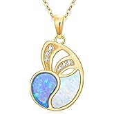 YDD 14K Solid Gold Opal Necklace for Women Dainty Opal Conch Shell Necklace Blue White Opal Pendant Necklace Seashell Pendant Jewelry Gifts for Her 16"-18"
