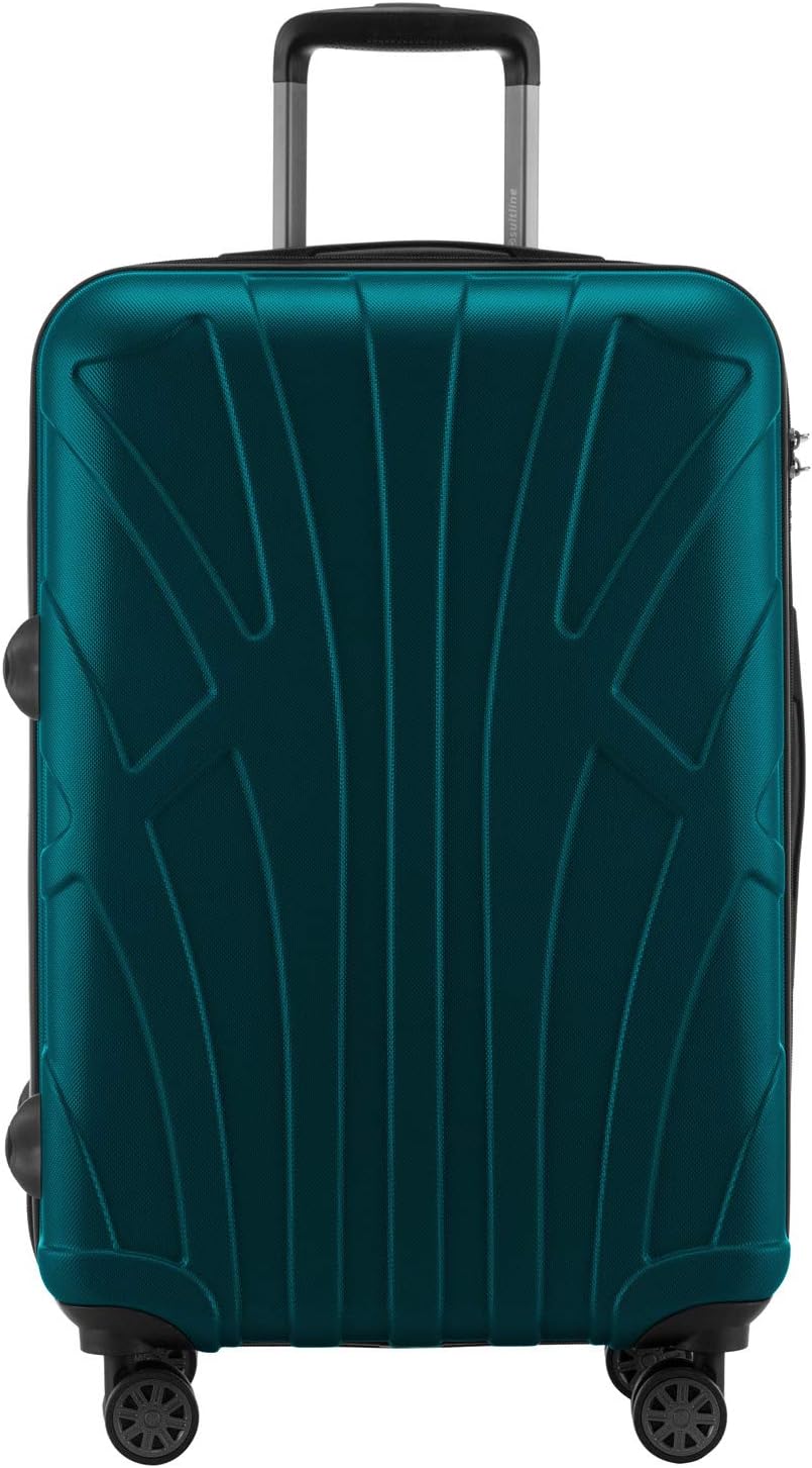 Suitline - Expandable Luggage Set, Carry On Trolley 55cm + Medium Sized Suitcase 66cm + LargeTrolley 76cm, ABS, TSA, Aquagreen - Image 3