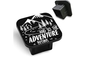 Tnomchey Mountains 2 Receiver Hitch Cover and So The Adventure Begins Words Hiking Road Soft Rubber Protects Hitch Tube Rear Trailer Hitch Cover Universal Fits 2" Receivers for Men Women