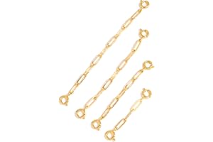 FAMARINE 4 PCS Gold Necklace Extender Chain for Women Gold Extension Bracelet Link for Delicate Jewelry