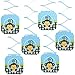 Big Dot of Happiness Blue Monkey Boy - Baby Shower or Birthday Party Hanging Decorations - 6 Count