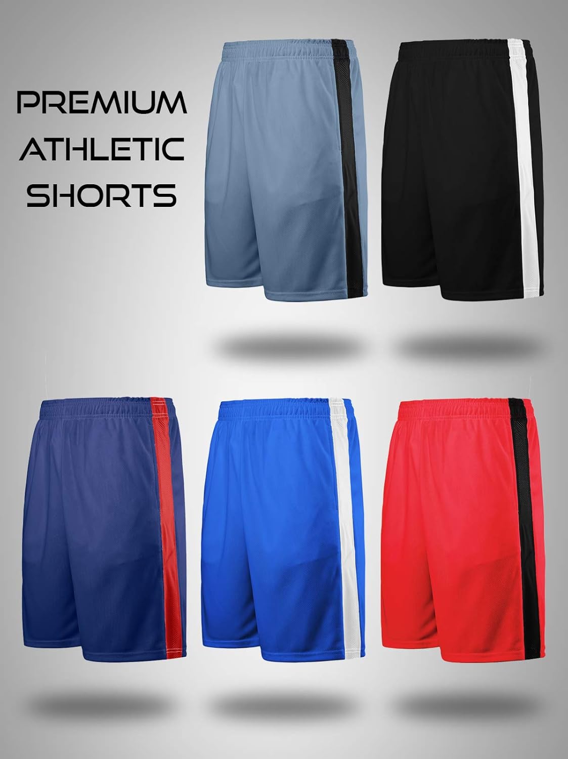 Liberty Imports Pack of 5 Men's Athletic Basketball Shorts Mesh Quick Dry Activewear with Pocket at  Men’s Clothing store