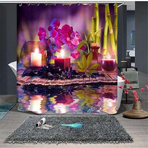 The space visual 3D cauliflowers Candle lilac water mirror digital printing space decoree baths 100 %Polyester sealing and epaissie the curtain White Shower curtains of privacy of air , 180180 cm