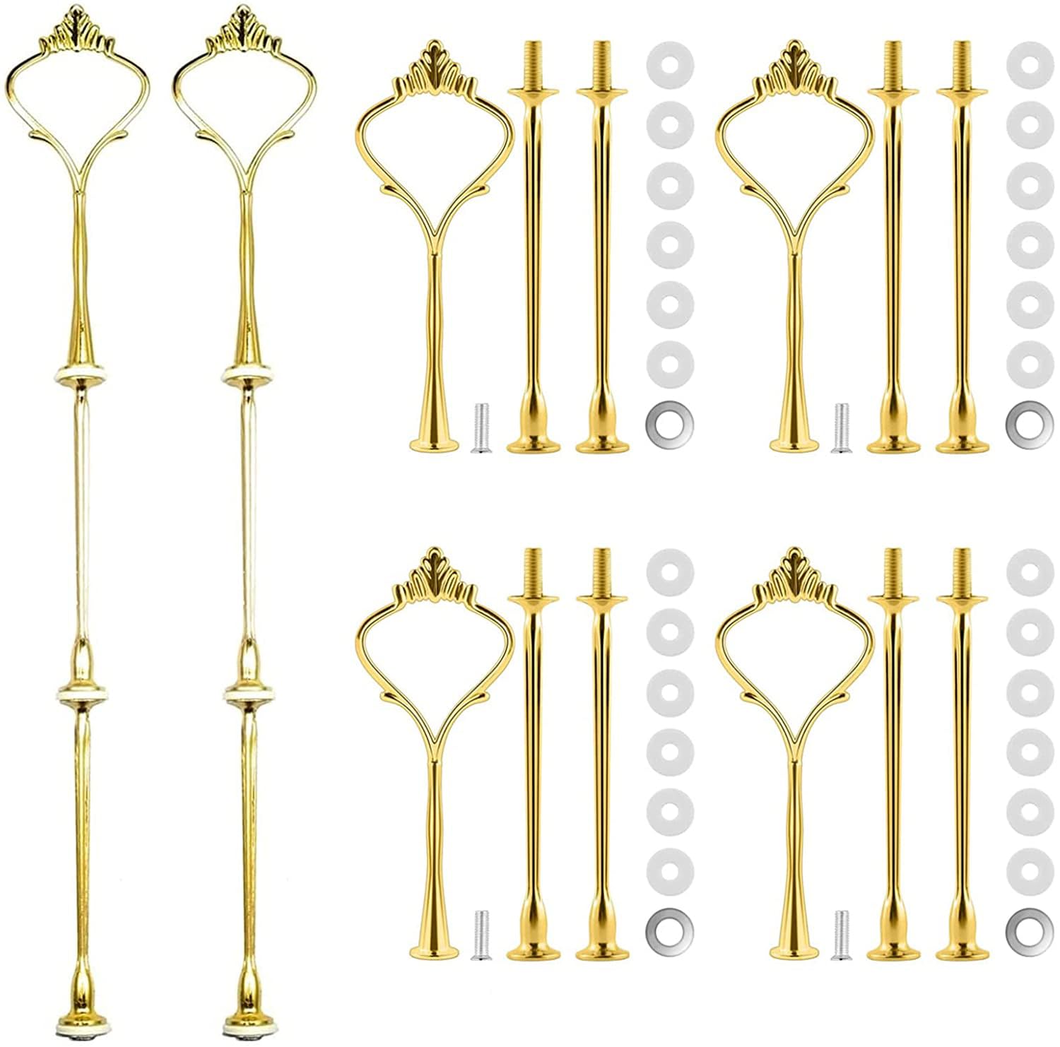 BetterJonny 6 Sets Cake Stand Fittings, 3 Tier Cake Plate Stand Handle Hardware Holder for Wedding and Party Making Resin Cupcake Dessert Platter Stand Gold