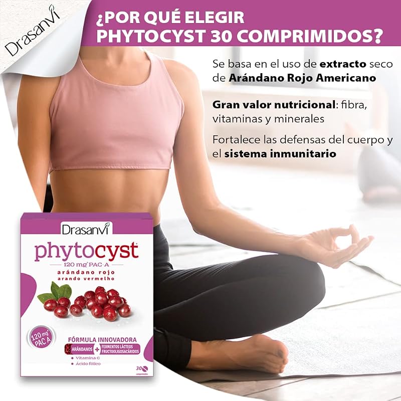 Drasanvi PHYTOCYST con Arándano Rojo Americano 120 mg PAC-A | para el Sistema Inmunitario y Urinario| con Arándano Rojo y Vitamina C | 30 Comprimidos — foto 3 de 6