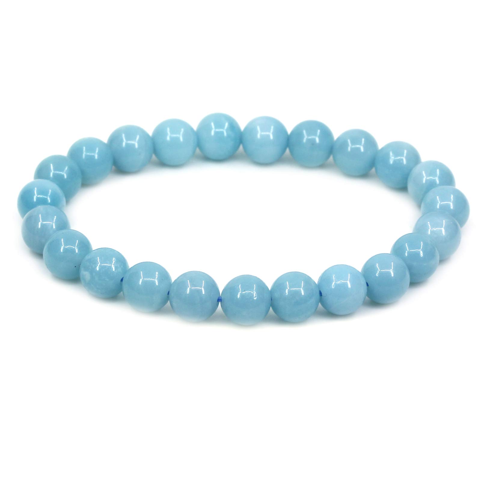 CHENYUE Natural A Blue Amazonite Gemstone 8mm Round Beads Stretch Bracelet 7" Unisex โ image 1