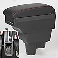 LeaHY Car Modification armrest Box for Renault Duster Armrest for Dacia Duster Armrest Box 2019-2022 Center Console Storage Box Decoration Accessories Leather(B2 Black line 3USB)
