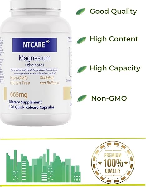 NTCARE MAGNESIUM GLYCINATE, 665MG, 120 QUICK RELEASE CAPSULES, NON-GMO, GLUTEN FREE