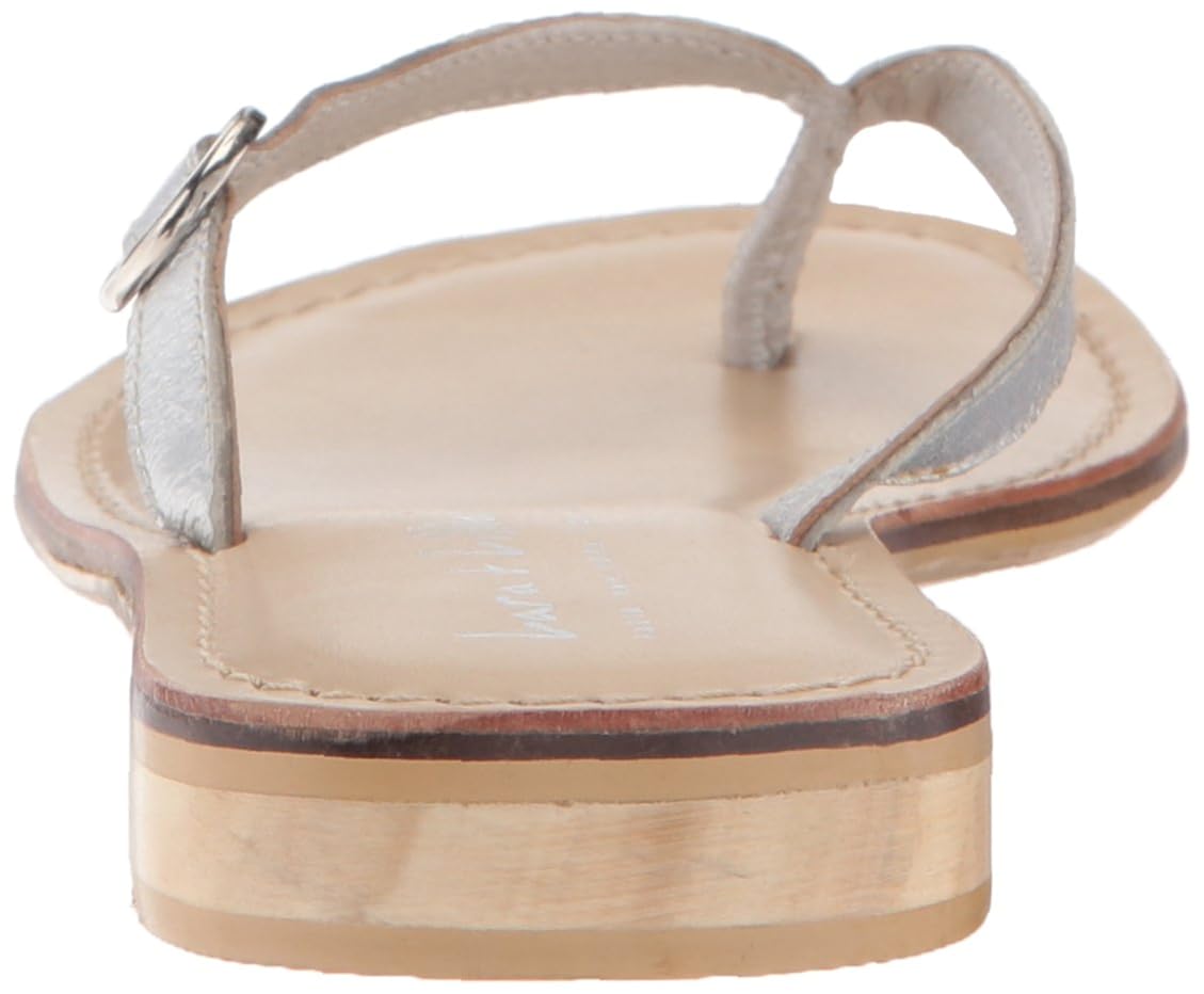 lara + lillian women's james single buckle flat thong sandal, silver