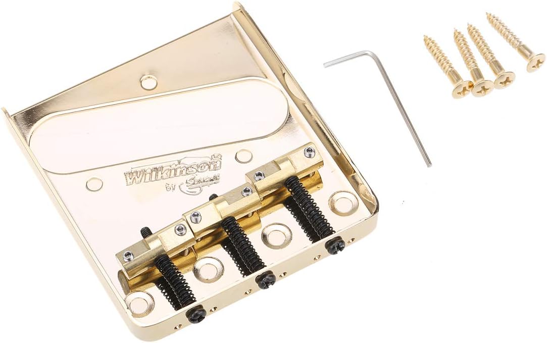 Wilkinson WTB Ashtray Brass Compensated 3-Saddles Telecaster Bridge for Tele Guitar Gold