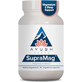Ayush Herbs SupraMag, Magnesium Blend, Citrate, Energy Support, 90 Servings | 400mg Complex Supplement with Chelated Magnesium Bisglycinate, Ororate for Sleep, &amp; Brain Health