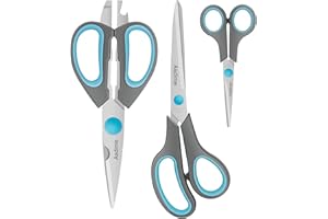 Asdirne Scissors Bundle, Kitchen Scissors with Sharp Stainless Steel Blades and Soft Handles, Multifunctional Scissors Set, 3