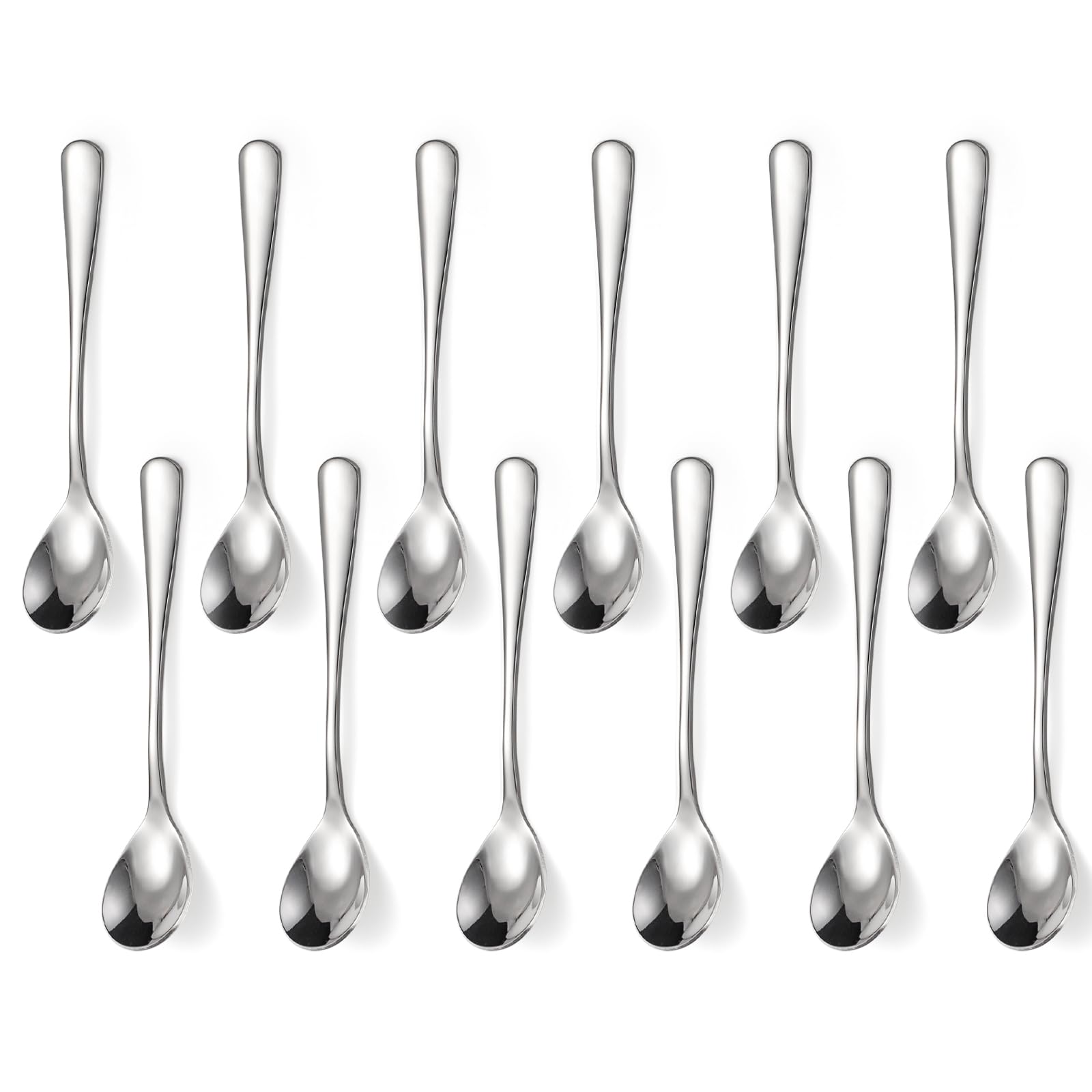 Stainless Steel Teaspoons 12 Pieces Dessert Spoons Small Spoons for Tea Ice Cream Cake Desserts (O12)