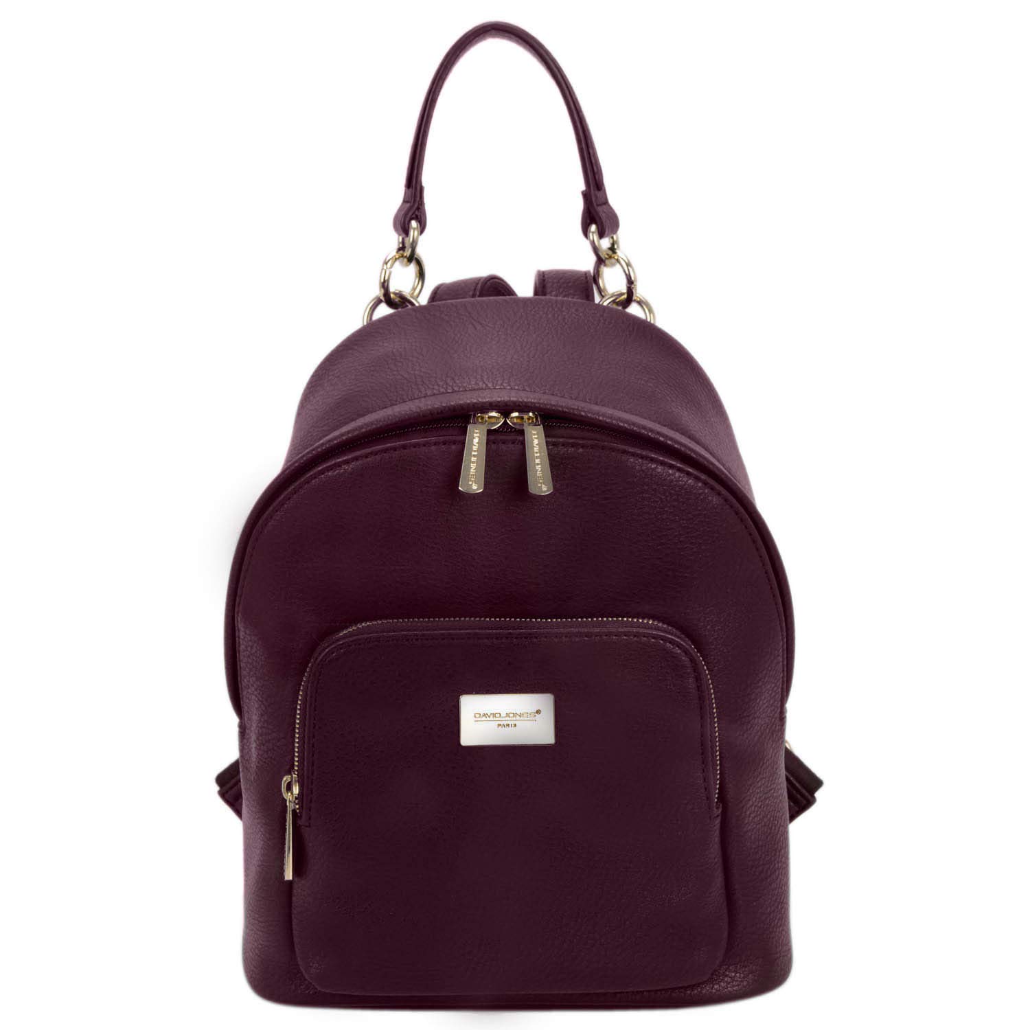 David Jones - Women's Fashion Backpack Purse Small - Ladies Casual Mini Daypack PU Leather - Girl Rucksack Satchel Shoulder Handbag Zipper Pocket Trendy School Bag City College Teenager - Burgundy Red