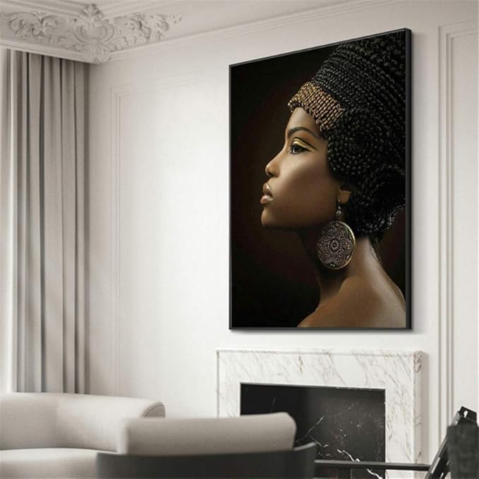 Cuadro en la Pared Mujer Desnuda Africana Negra Lienzo Pintura Chica