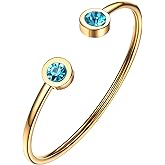 PROSTEEL Stainless Steel Birthstone Bracelet Jan - Dec Birthday,Jewelry for Women,2 Choices of Length, fit Wrist from 5.1''-7.6'' in Circumference, Come with Box