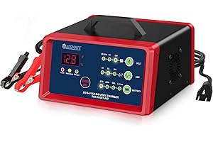 SAFEMATE 2/8/15Amp Car Battery Charger, 6V/12V Smart Fully Automatic Battery Charger Maintainer, LCD Display Trickle Charger, Winter Mode, for Car, SUV, Truck, Motorcycle, ATV, Lead Acid Batteries
