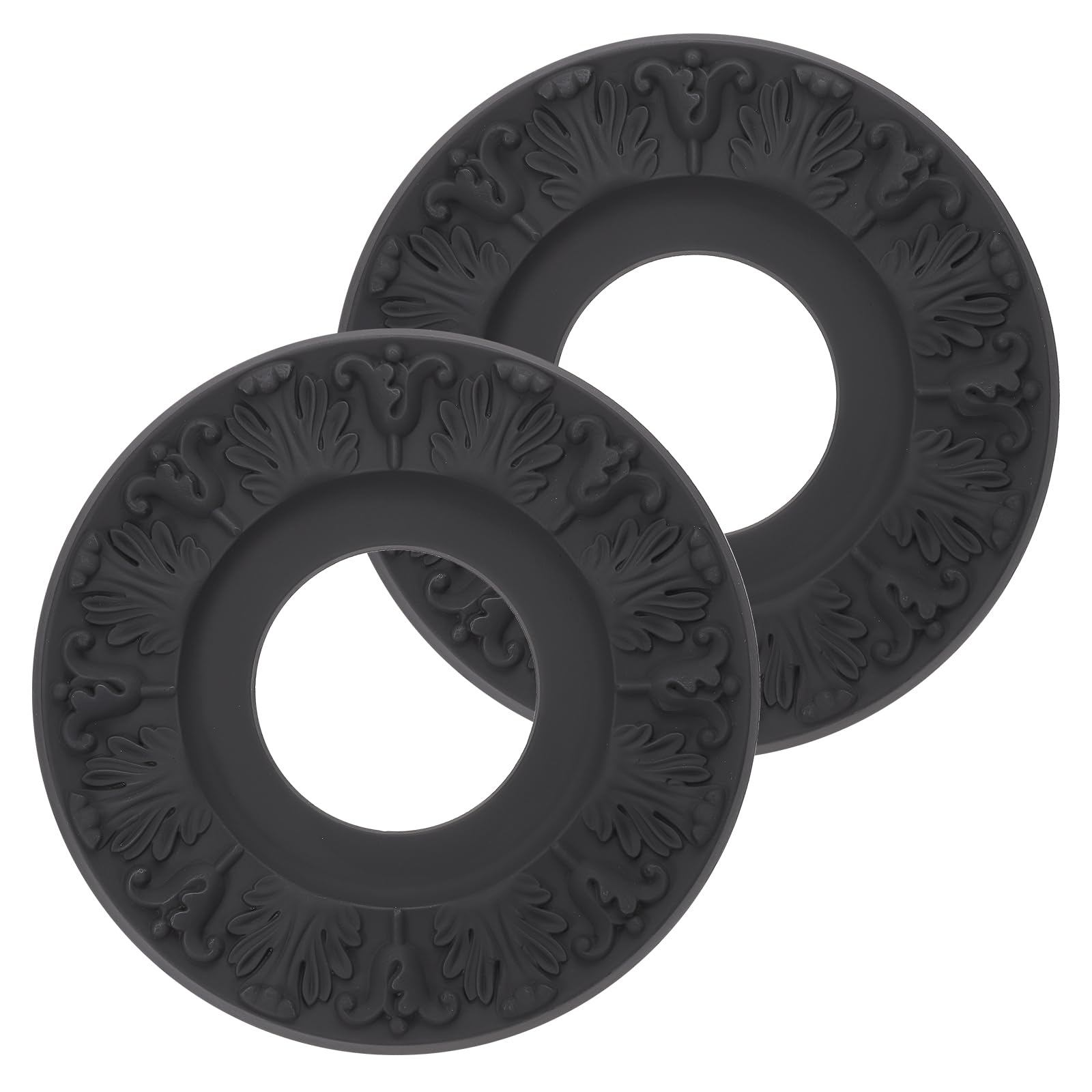 PATIKIL Ceiling Medallion, 2 Pcs 10" OD x 4" ID PU Decorative Ceiling Light Medallion Chandelier Medallion 3D Carving Ceiling Light Cover Plate for Ceiling Light Fixtures Fans, Black