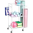 Weight Rack Stand Small Gym Rack Yoga Rack Workout Equipment Storage Cart for Weights, Dumbbells, Yoga Mats, Kettlebells, Foam Rollers, and Resistance Bands