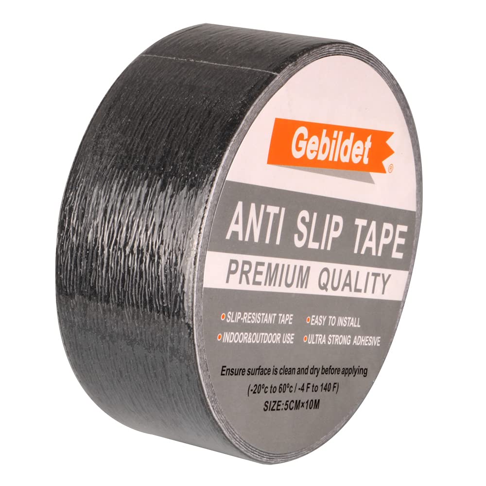 Gebildet High Grip Anti-Slip Tape, Non-Slip Adhesive Tape for Safety, Use Indoors and Outdoors (Black, 5 cm x 10 m)