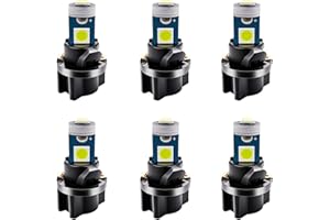 WLJH 6 Pack White PC74 Twist Locket Socket T5 LED Wedge Bulb 37 74 3030SMD Dashboard Instrument Cluster Light,Plug and Play