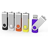 Aiibe 5 Pack 64GB USB Flash Drive 64 GB Flash Drives Thumb Drive Swivel USB Stick USB 2.0 Pen Drive (64G, 5 Mixed Colors: Bla