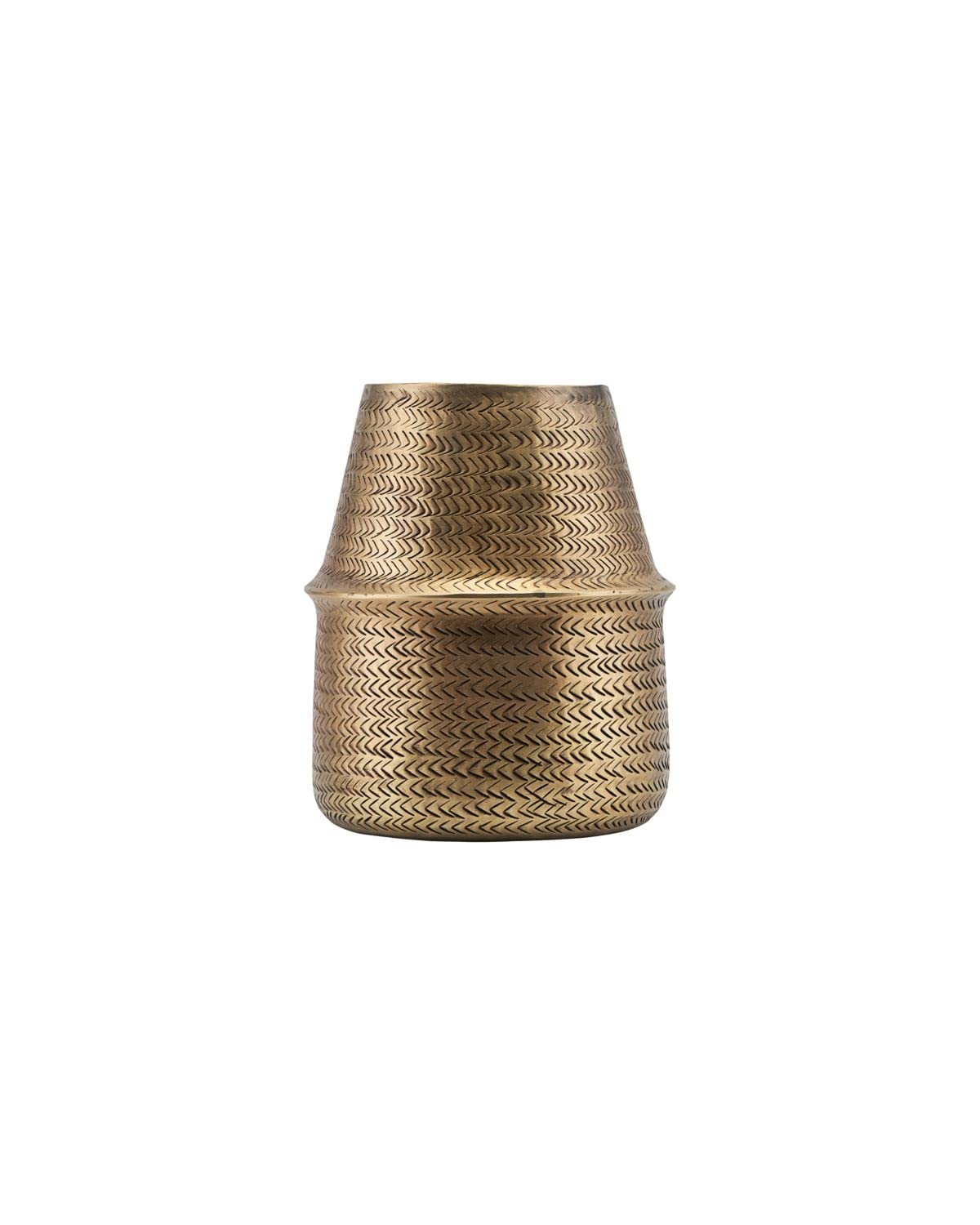 House Doctor Planter Rattan, Brass Finish, H: 23 cm, Dia: 19 cm