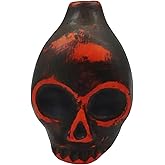 Aztec Death Whistle – Handcrafted Ceramic Skull Whistle for Terrifying Screams, Perfect for Halloween & Dia De Los Muertos – Authentic Aztec Whistle (Black and Orange)