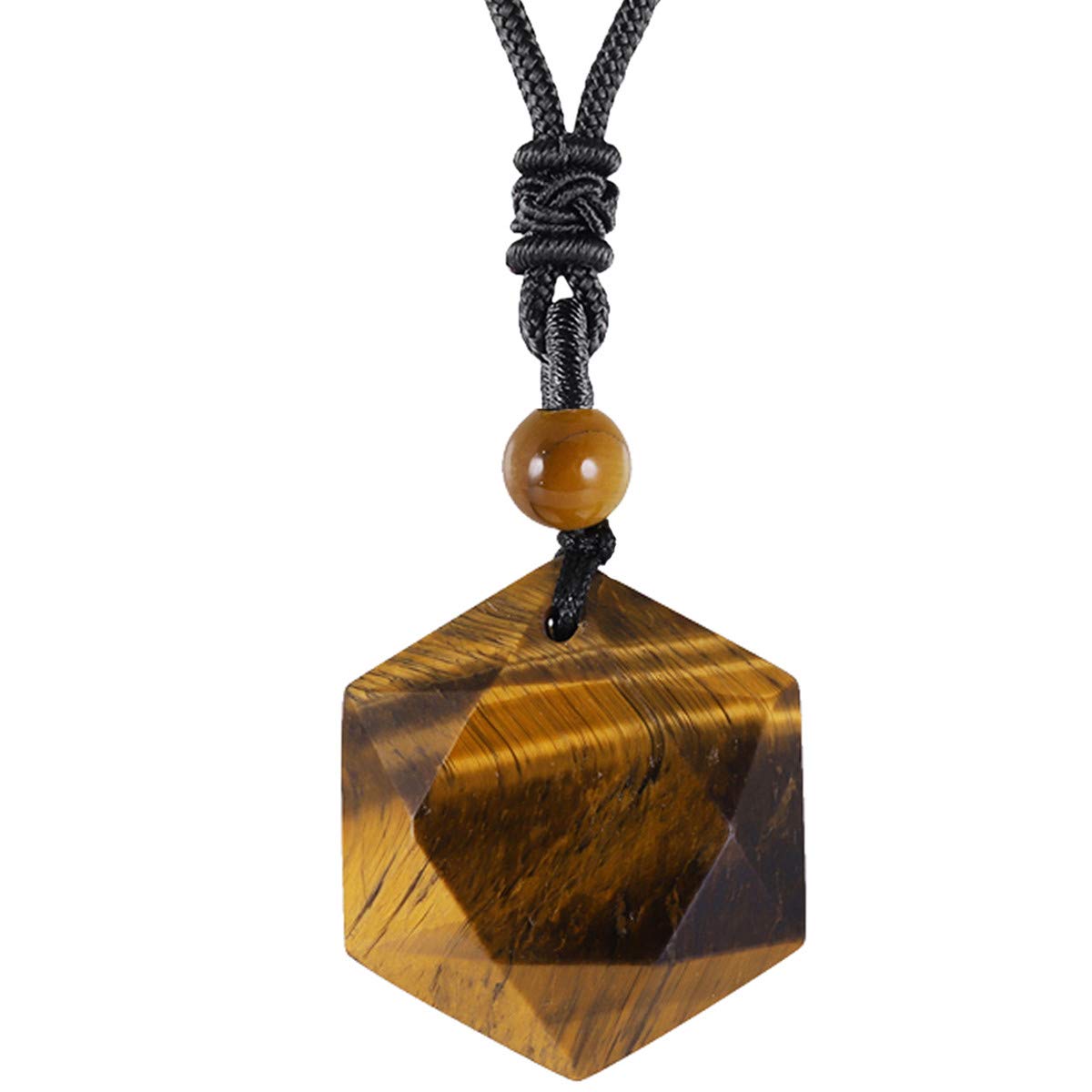 Nupuyai Tiger's Eye Cryatal Star of David Hexagram Pendant Necklace for Men Women, Healing Stone Amulet Pendant with Adjustable Cord