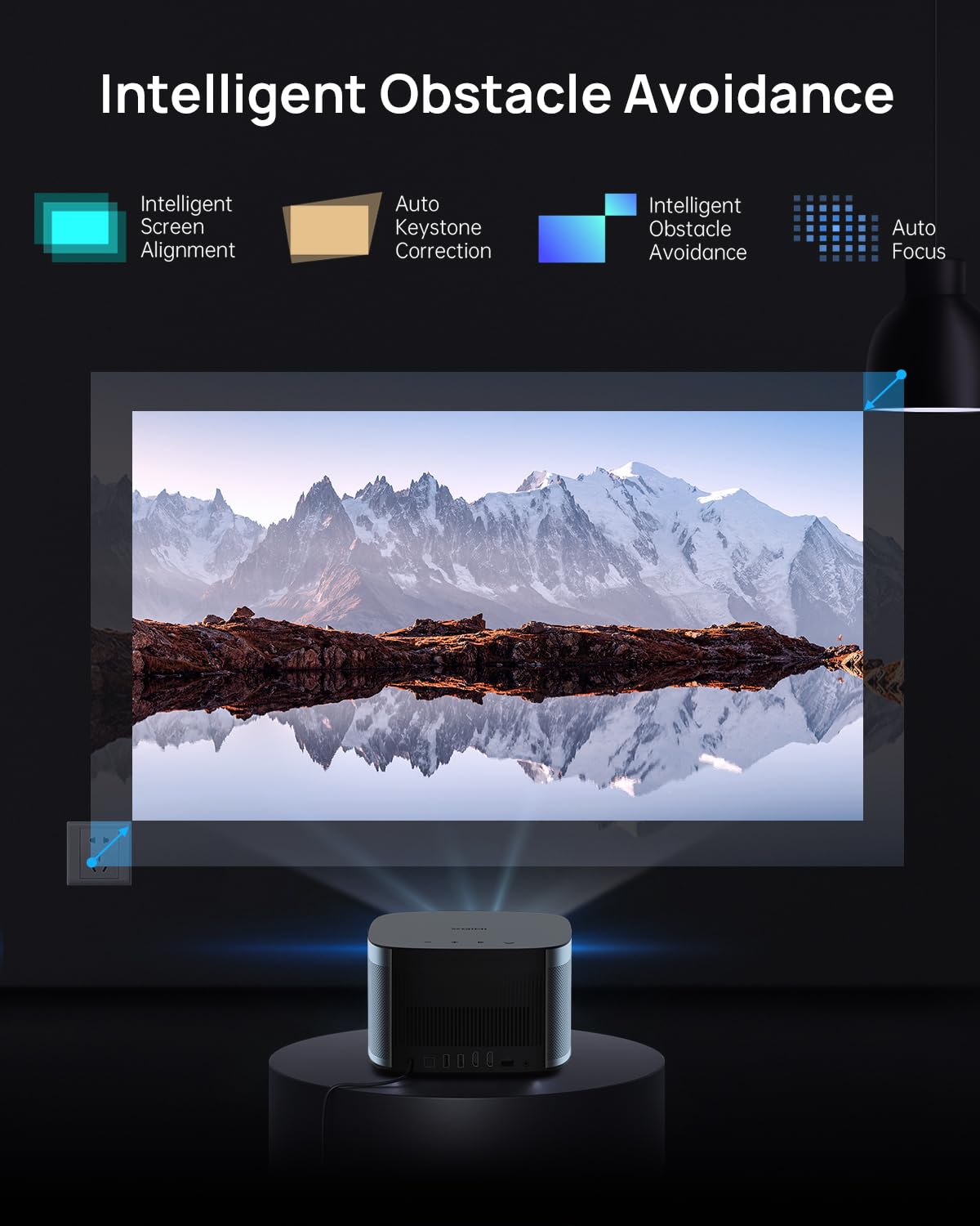 XGIMI HORIZON 1080p FHD Projector 4K Supported Movie Projector, 1500 ISO Lumens, Harman Kardon Speakers, Android TV 10.0, Auto Focus, Auto Keystone Correction, Auto Object Avoidance, WiFi Bluetooth