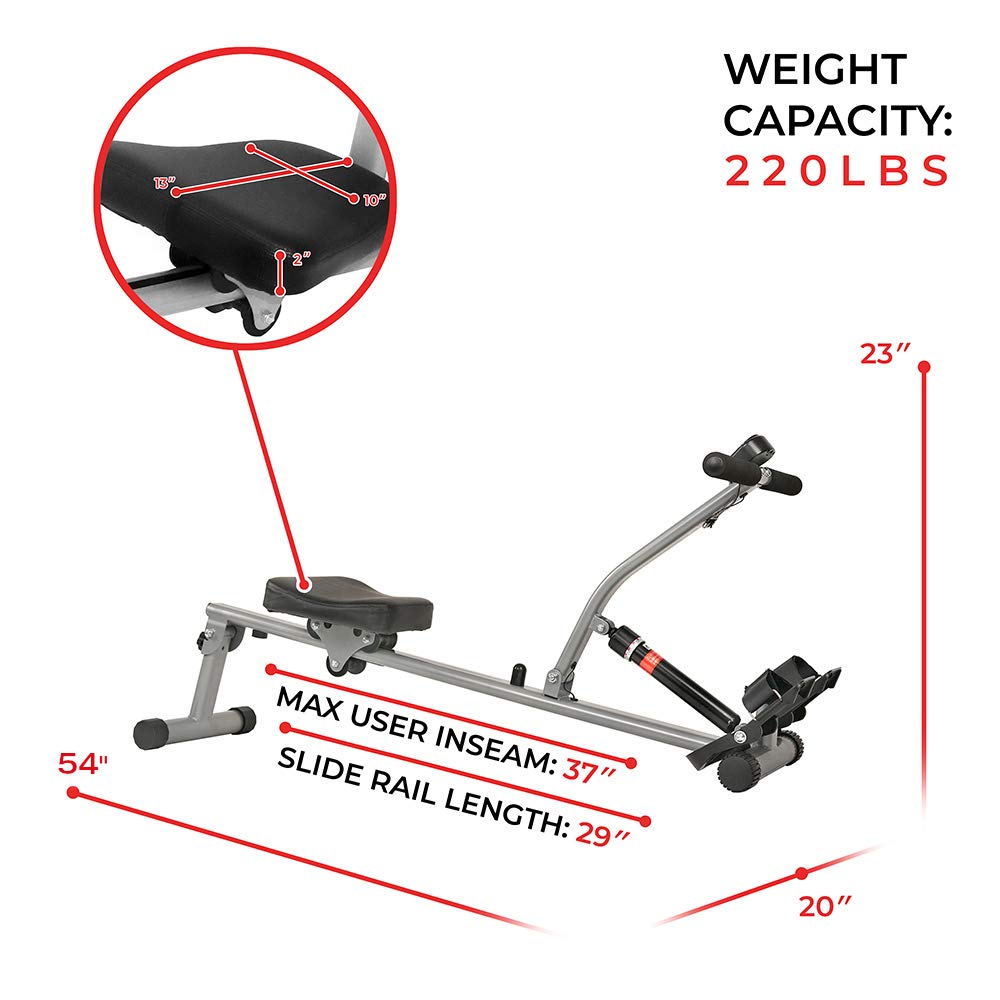 Sunny Health & Fitness Rowing Machine Rower with Adjustable Resistance for Full Body Exercise Cardio Workout - Image 5