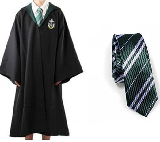 Harry Potter Slytherin School Fancy Robe Cloak Costume And Tie (Size L)