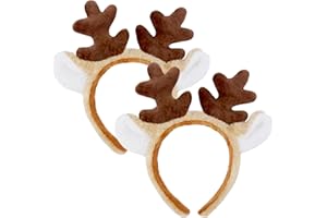 2PCS Reindeer Headbands for Kids, Women Cute Hair Accessories, Reindeer Antlers Headband, Halloween Antler Headband for Adult